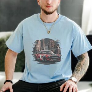 Sky blue t-shirt for men | Racing car